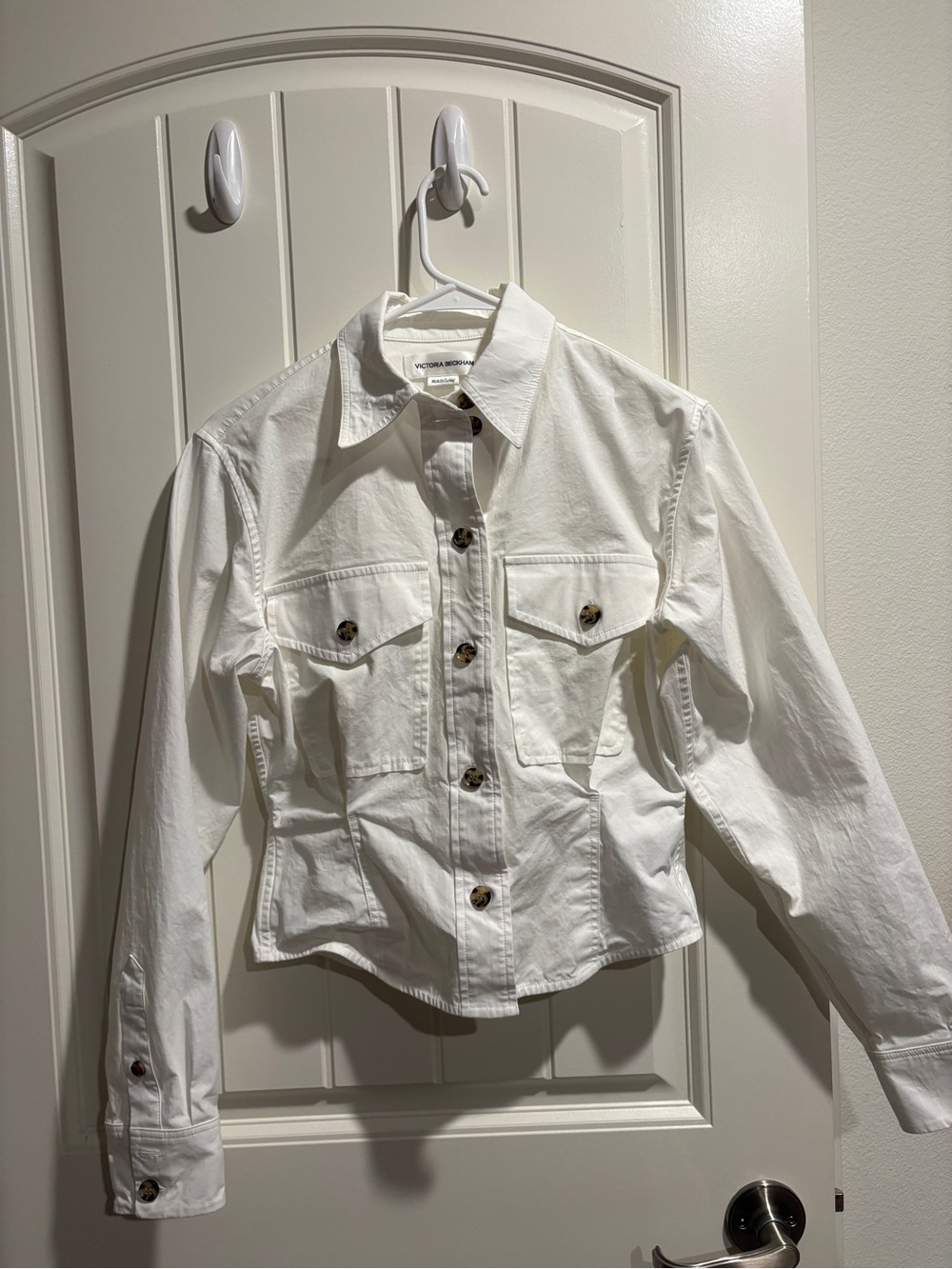 Victoria Beckham White Cropped Button up shirt